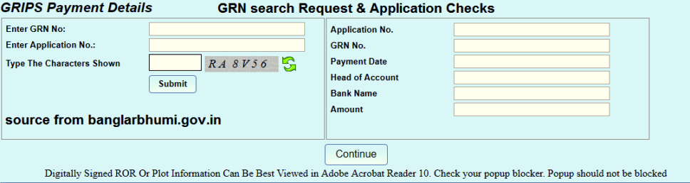 Application GRN Search Request from banglarbhumi portal
