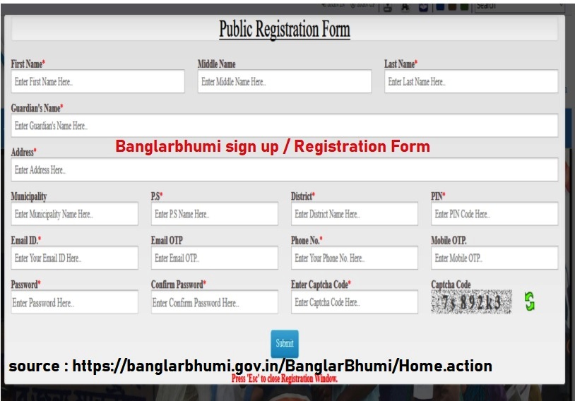 banglarbhumi sign up registration form source from banglarbhumi Official portal