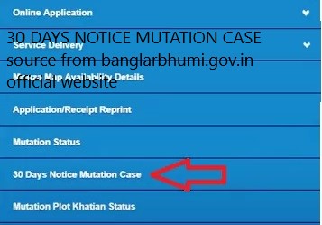 30 DAYS NOTICE MUTATION CASE source from banglarbhumi.gov.in official website