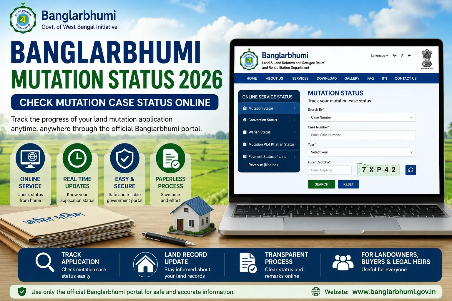 Banglarbhumi Mutation Status 2026 online case tracking