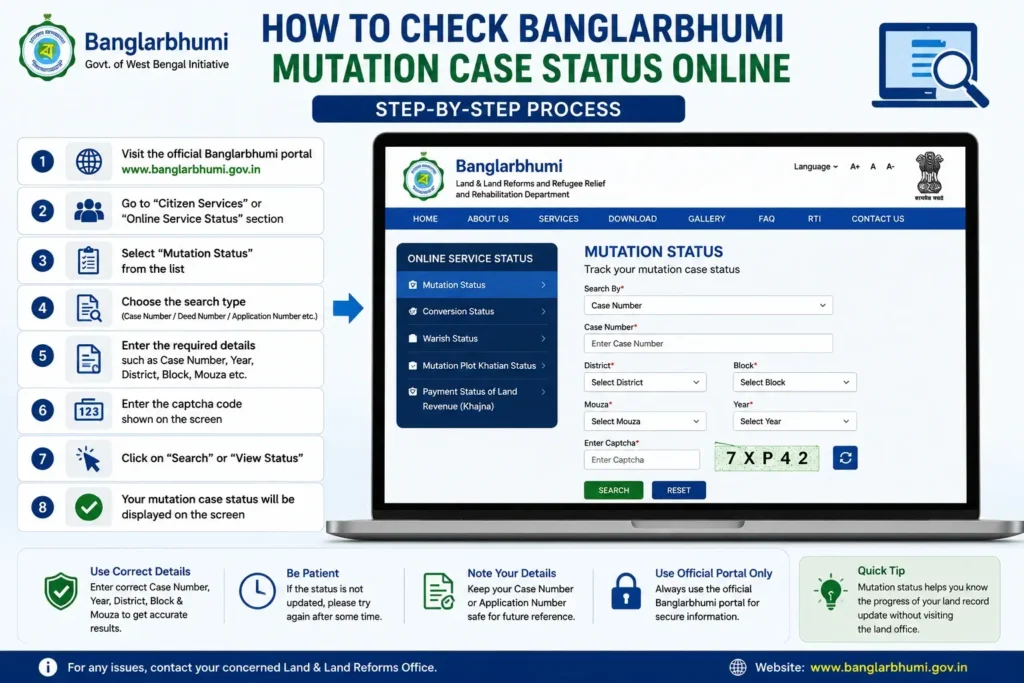 How to check Banglarbhumi mutation case status online
