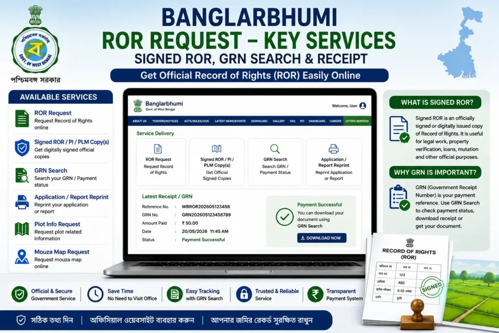 বাংলারভূমি Signed ROR GRN Search রসিদ ডাউনলোড
